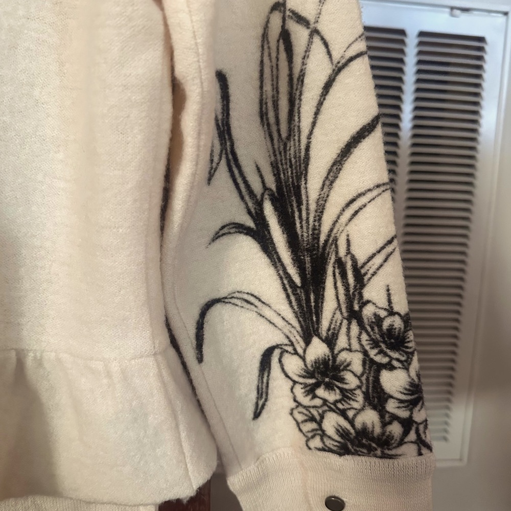 Anthropologie sleeping on snow Peplum Cardigan Cream With Pockets Size Large - Picture 7 of 7